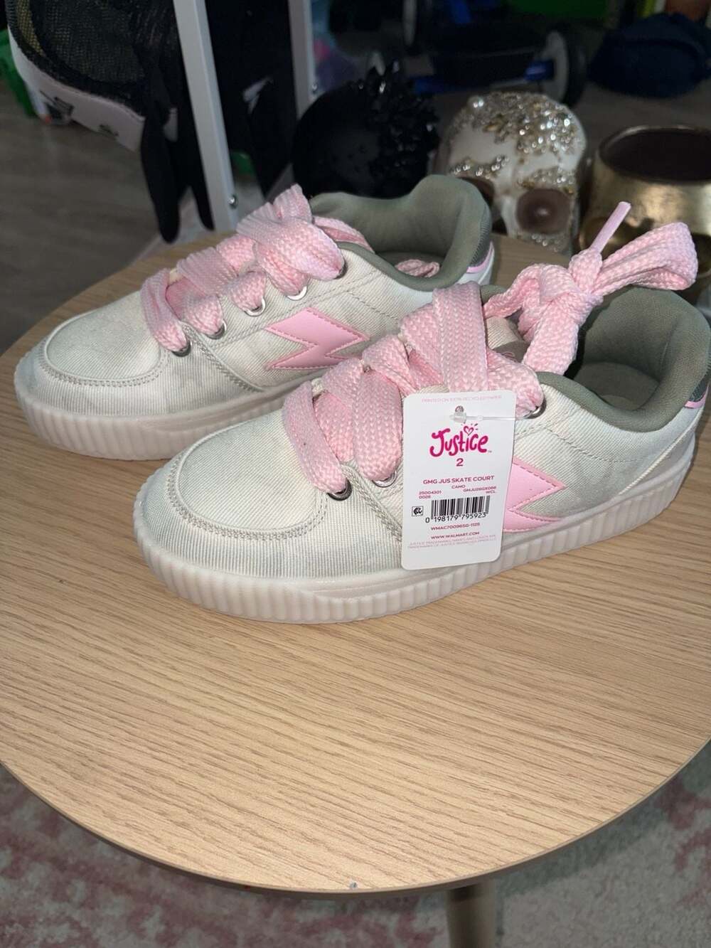 Justice Skate Court Big Kid Size 2 Sneakers Pink Camo Shoes